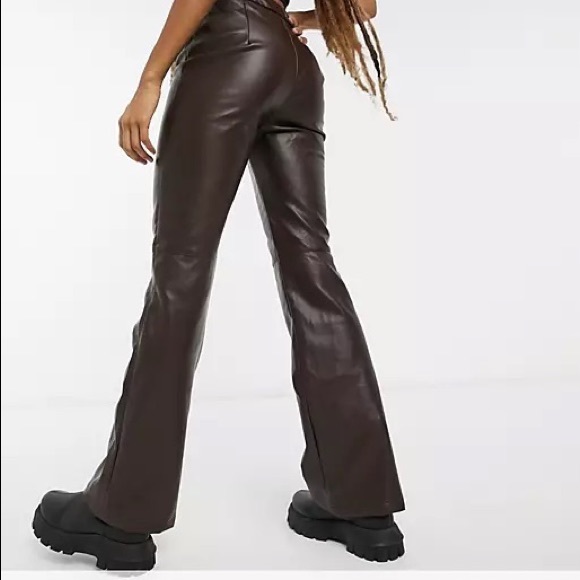 brown leather flare